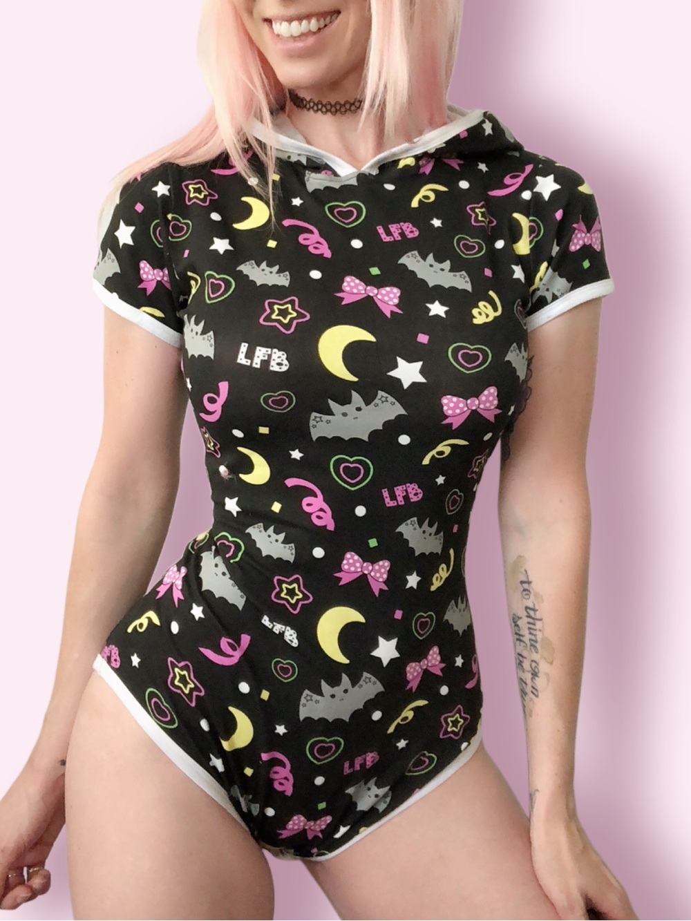 Kawaii Goth Hooded Bodysuit S Trick Or Treat Spooky Romper Glow In The Dark